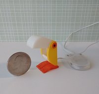 1:12 dollhouse MCM inspired toucan table lamp Battery operated bird lamp with external wires and switch REF Yellow bird