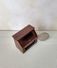 1:12 Dollhouse 2-tier bread box or goodies box with hinged doors and clear windows in solid walnut