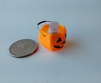 1:12 Dollhouse Halloween treat or candy bucket Multi-purpose pumpkin bucket also as light up lantern or planter REF Semi transparent orange