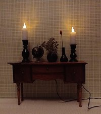 1:12 Dollhouse set of two floor candlestick holders with flickering flames Battery operated light up candles in a pair of candlestick holders