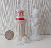 1:12 Dollhouse miniature LOVE candle sleeve or battery lighted candle holder REF LOVE on white