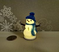 1:12 Dollhouse miniature light up snowman junior with blue felt hat Battery operated holiday decor