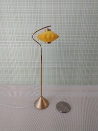 1:12 scale dollhouse mid-century style  cocoon floor lamp Inspired by a vintage Scandinavian design of the 50s Battery operated MCM lamp with external wires REF Curved post