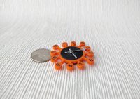 1:12 Dollhouse orange sunburst wall clock with black vinyl record clock face Mid-century styled wall clock