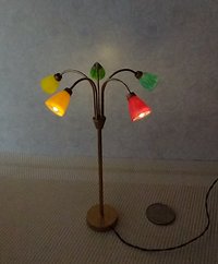 RESERVED 1:12 scale dollhouse mid-century style 5-arm floor lamp with shades in multiple colors Battery operated dollhouse lamp with external wires