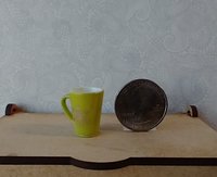 Play scale 1:6 or Barbie winter themed mug for 12-inch dolls REF Green with snowflake & Xmas tree