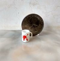 1:12 Dollhouse miniature white mug with bloody hand print and blood spatter PRICE is for ONE REF Bloody