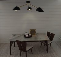 RESERVED 1:12 Dollhouse miniature mid-century modern curvilinear chandelier MCM 3-light ceiling light Battery operated LED miniature lamp