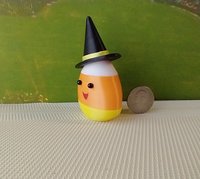 Dollhouse miniature lighted candy corn witch Battery operated Halloween decor for 1:12 or play scale REF Yellow hat trim B