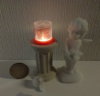 1:12 Dollhouse miniature LOVE candle sleeve or battery lighted candle holder REF LOVE on frosted