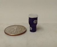 1:12 Dollhouse miniature holiday purple tumbler with removable lid REF Purple w snowflakes