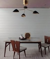 RESERVED 1:12 Dollhouse miniature mid-century modern curvilinear chandelier MCM 3-light ceiling light Battery operated LED miniature lamp