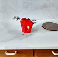 1:12 Dollhouse miniature hand mixer with power cord and plug REF Red