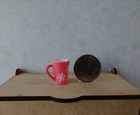 Play scale 1:6 or Barbie winter themed mug for 12-inch dolls REF Pink with white snowflakes