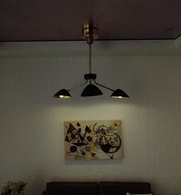 1:12 Dollhouse miniature mid-century modern curvilinear chandelier MCM 3-light ceiling light Battery operated LED miniature lamp