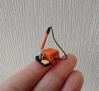 1:12 dollhouse miniature soldering iron with stand and faux digital display station (NON-working) REF Orange