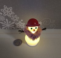 1:12 Dollhouse miniature light up snowlady with rabbit fur shawl and red hat Battery operated holiday decor REF Snowlady