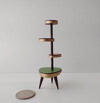 1:12 Dollhouse mid-century style plant stand inspired by Formica 4-tier plant stand with tapered legs REF Lowest green platform