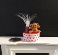 1:12 scale lighted fountain of love with slow color changing LED Battery operated miniature Valentine's light or table lamp for kids room