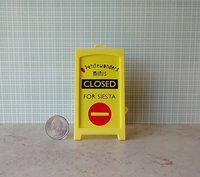 1:12 scale miniature sidewalk sign holder, 2-sided for changeable sinage Hinged and fold-flat for storage REF Yellow