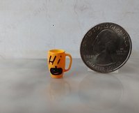 1:12 Dollhouse miniature orange mug with Jack O lantern face and "Hi" pumpkin Halloween mug PRICE is for ONE REF Orange Hi