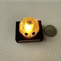 Battery lighted miniature faux glass Jack-o-Lantern Pumpkin light on black stand Halloween light for 1-inch scale or play scale