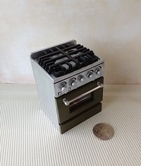 MADE TO ORDER 1:12 Dollhouse gas stove with  light up oven and four burners with suggested blue flames Non-refundable Deposit Payment