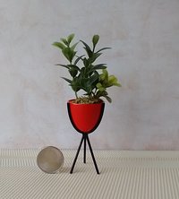 1:12 Dollhouse MCM style atomic bullet planter Miniature modern planter with tripod legs REF Tall red