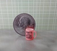 1:12 scale miniature message mug Craft before Chores pink coffee mug REF Pink Craft b4
