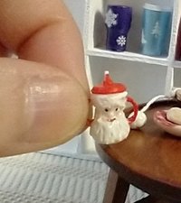 1:12 Dollhouse miniature Santa sippy cup with easy grip handles hand painted and finished REF Santa