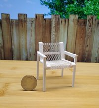 1:12 scale dollhouse patio dining chair with armrests and metal mesh inspired by Richard Schultz's MCM aluminum outdoor dining chair (Knoll collection) Price is for EACH