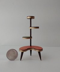 RESERVED 1:12 Dollhouse mid-century style 4-tier plant stand inspired by Formica MCM plant stand with tapered legs REF large lowest platform