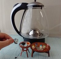 1:12 Dollhouse miniature electric kettle See-thru/ faux glass kettle Electric tea kettle with cord attached to base - NON-working