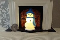 1:12 Dollhouse miniature light up snowman junior with blue felt hat Battery operated holiday decor