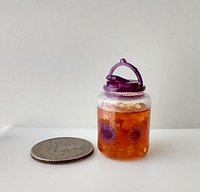 1:12 Dollhouse miniature large tea jar filled with faux tea and ice cubes REF Purple lidded