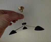 1:12 Dollhouse miniature mid-century modern curvilinear chandelier MCM 3-light ceiling light Battery operated LED miniature lamp