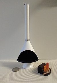 1:12 Dollhouse miniature Mid century modern free standing fireplace MCM white fireplace inspired by Malm fireplace Retro fireplace REF White