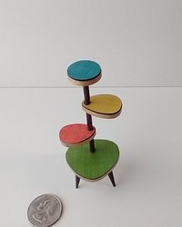 1:12 Dollhouse mid-century style plant stand inspired by Formica 4-tier plant stand with tapered legs REF Lowest green platform