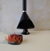 RESERVED 1:12 Dollhouse miniature Mid century modern free standing fireplace MCM Black fireplace inspired by Malm fireplace Retro fireplace REF Black