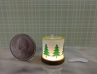 1:12 Dollhouse miniature fall candle sleeve or battery lighted candle holder REF Green Christmas trees