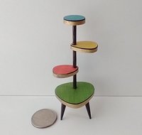 1:12 Dollhouse mid-century style plant stand inspired by Formica 4-tier plant stand with tapered legs REF Lowest green platform