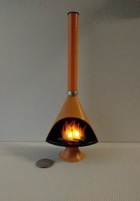 1:12 Dollhouse miniature Mid century modern free standing fireplace MCM orange fireplace inspired by Malm fireplace Retro fireplace REF orange