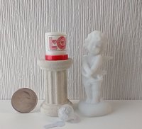 1:12 Dollhouse miniature LOVE candle sleeve or battery lighted candle holder REF LOVE on white