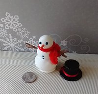 RESERVED 1:12 Dollhouse miniature light up snowman with removable hat Battery operated holiday decor