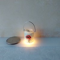 1:12 Dollhouse Halloween Mason jar inspired light DIY styled Halloween light White jar light with vampire lips REF Vampire n white