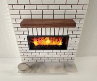 1:12 Dollhouse modern brick patterned fireplace with flickering insert slide switch battery opeated by two AAA batteries Free standing