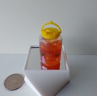 1:12 Dollhouse miniature large tea jar filled with faux tea and ice cubes REF Yellow lidded