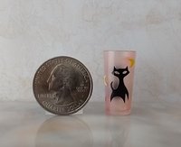 1:6 Play scale dollhouse miniature MCM themed tumbler with atomic cat and boomerang decals REF Pink