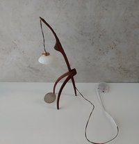 1:12 dollhouse miniature mid-century style floor lamp with sculptural tripod legs in solid cherry Rispal inspired Praying mantis lamp Battery operated LED lamp REF Walnut wood