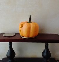 Battery operated miniature light up Jack-O-Lantern Pumpkin LED light for Halloween No external wires REF Teeth gate